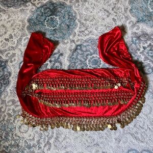 🆕 Red & Gold Coin Belly Dance Belt 💃🏼 🔆❤️‍🔥